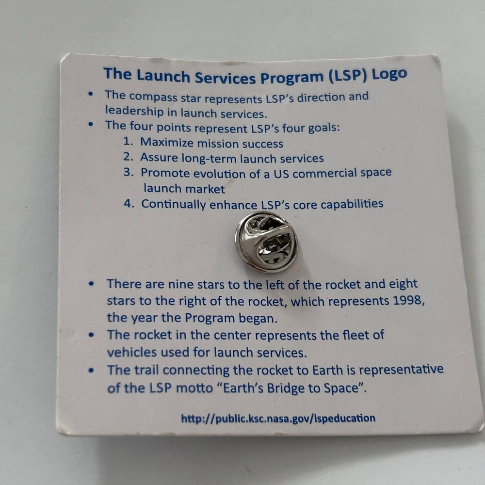 NASA Launch Services Program Logo Lapel Pin Spaceship Rocket