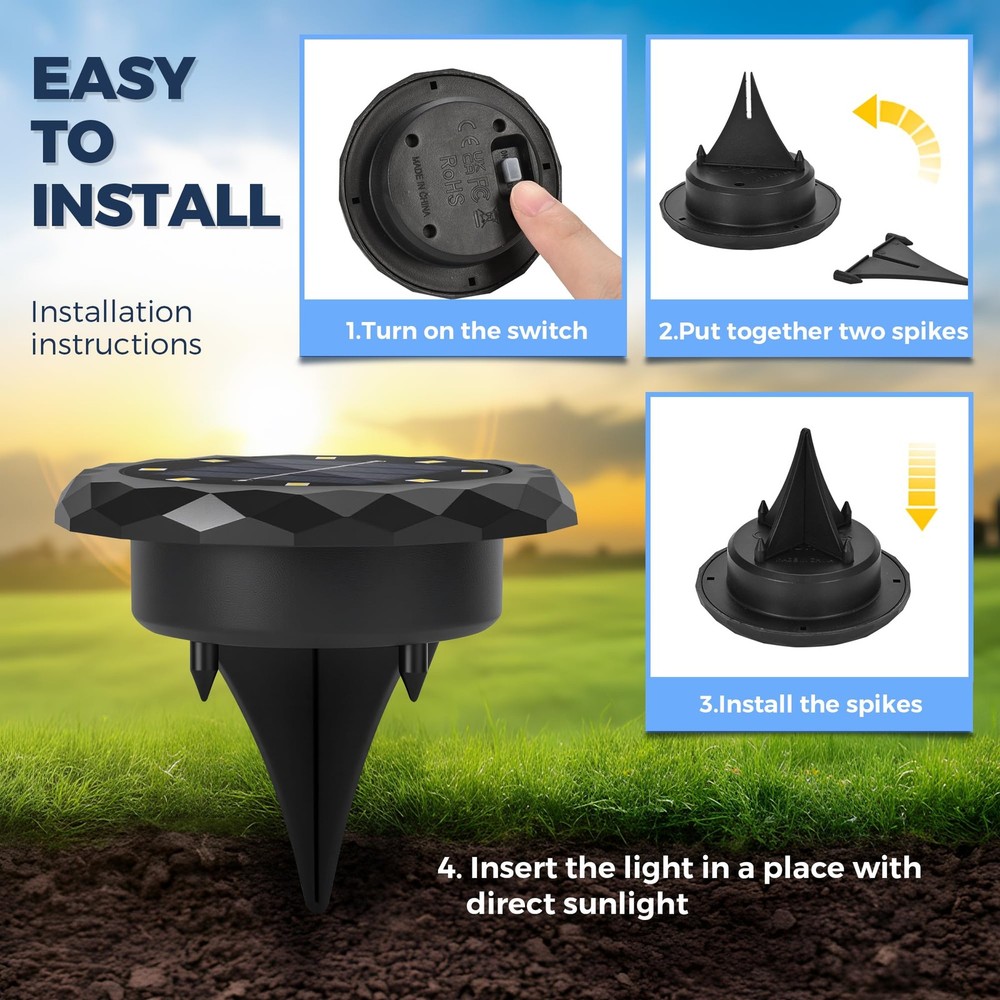 SOLPEX Mini Solar Ground Lights, 20 Pack Lights 20 Pack, Warm White