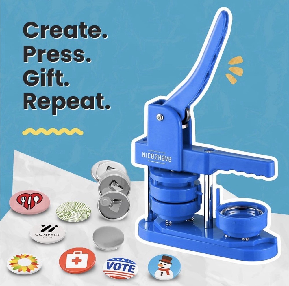 Button Maker Machine – 2.25 Inch (58mm) – Single Mold, Pin Maker Machine Kit wit