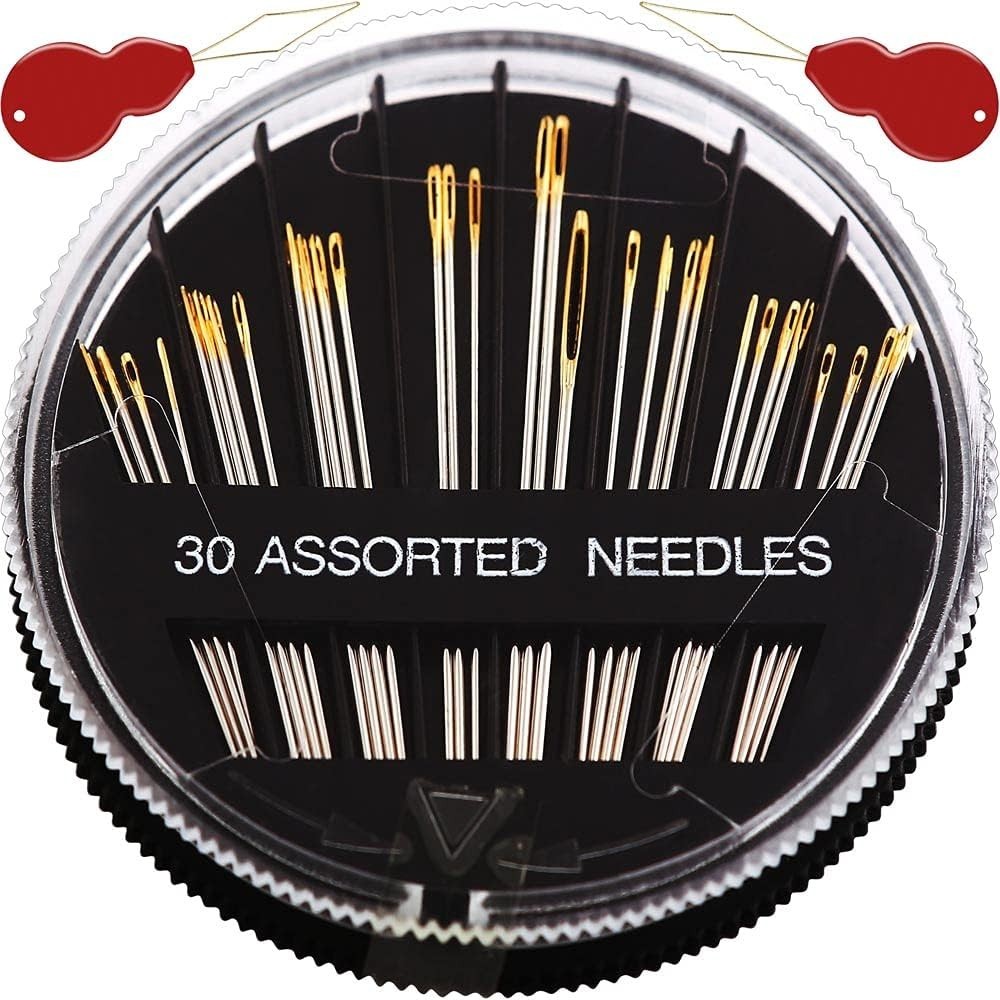 Compact Sewing Needles Set - 30/60 Needles with Threaders for Easy Use