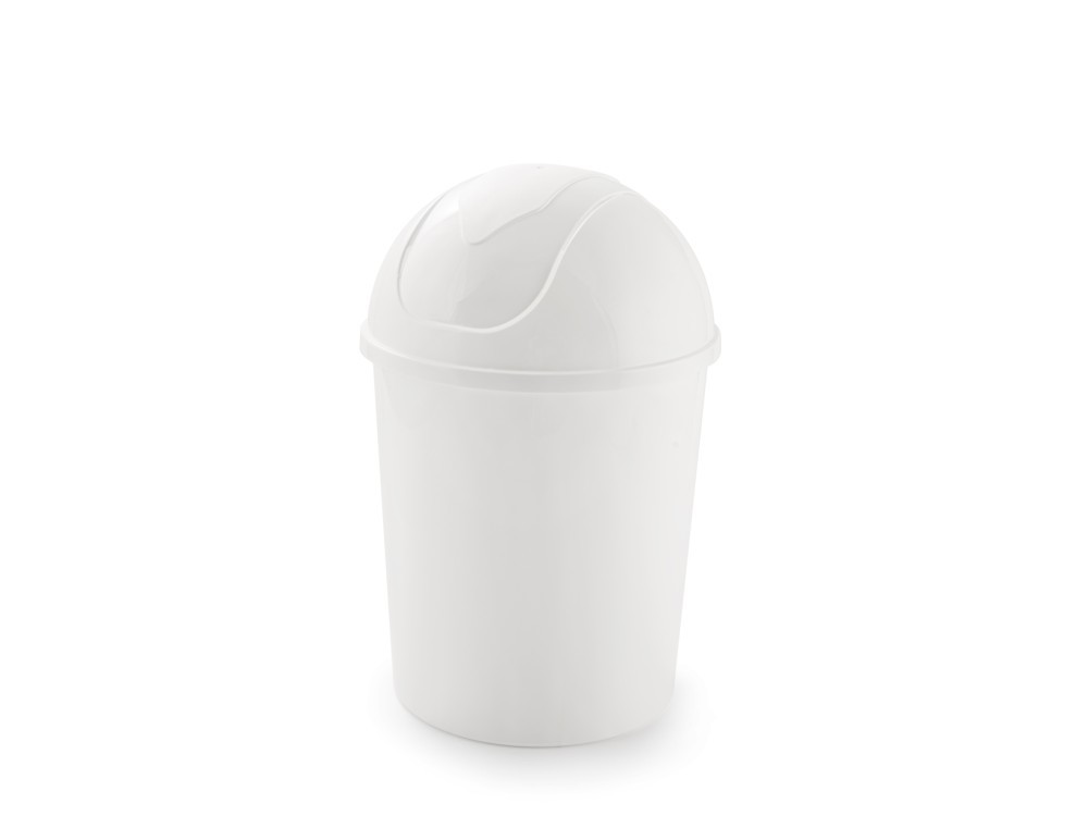 Plastic Trash Can With Swing Lid, 6L, White