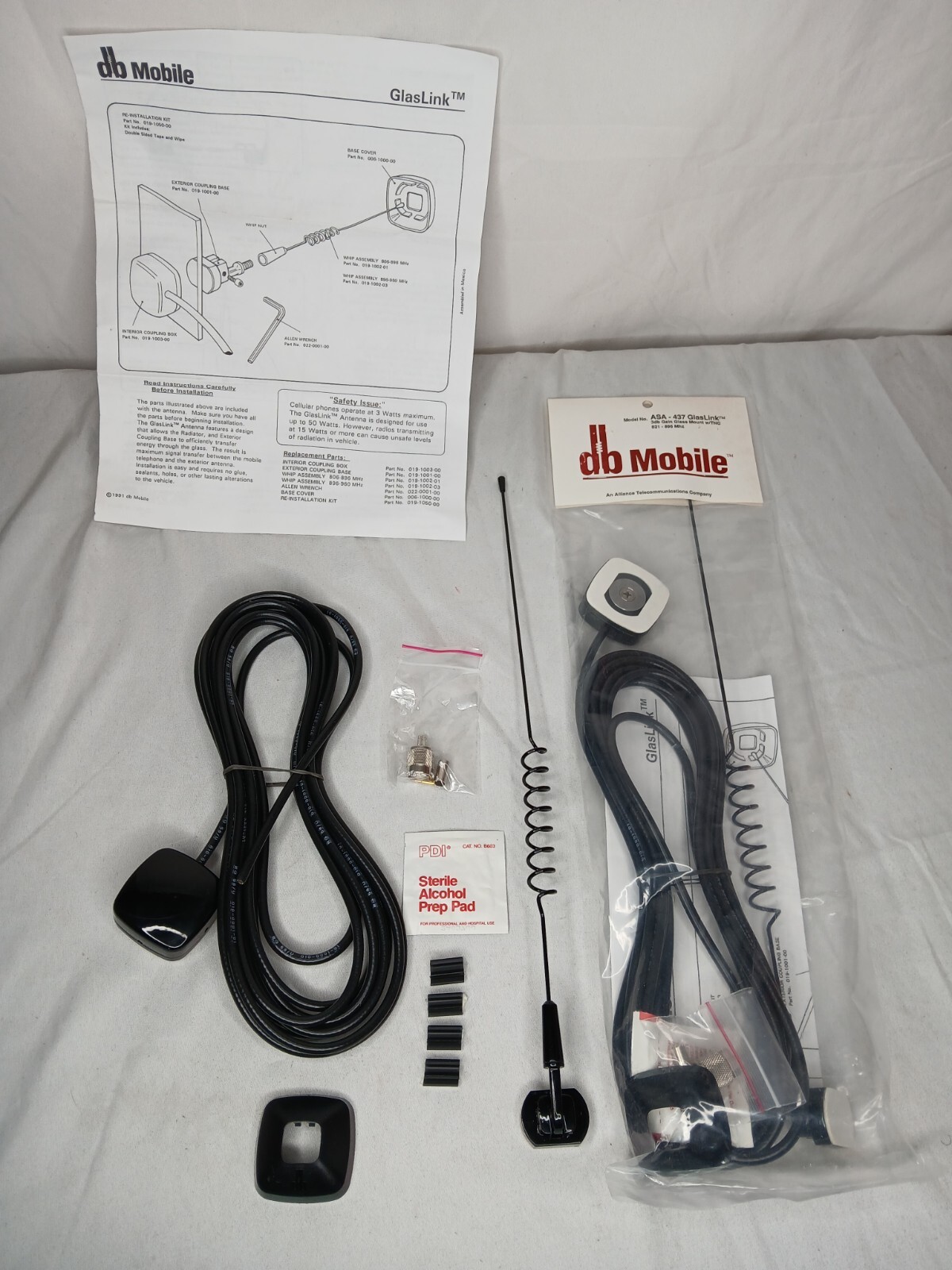 GlasLink Glass Mount Dual Band Cellular UHF Antenna NEW w/ All Mounting Hardware