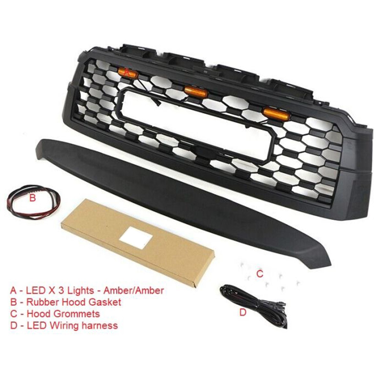 TRD Pro Style Grille for 2010-2021 Toyota Sequoia Matte Black Grill with LEDs