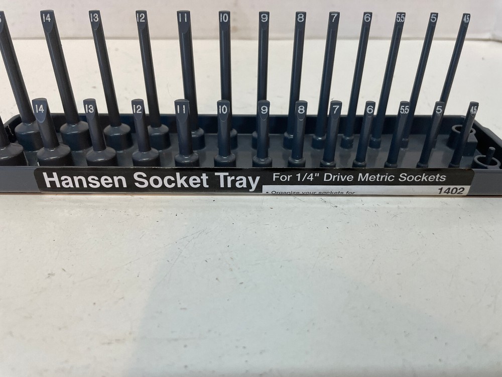 Hansen Global 1/4" Drive MM Regular & Deep Socket Tray Organizer USA