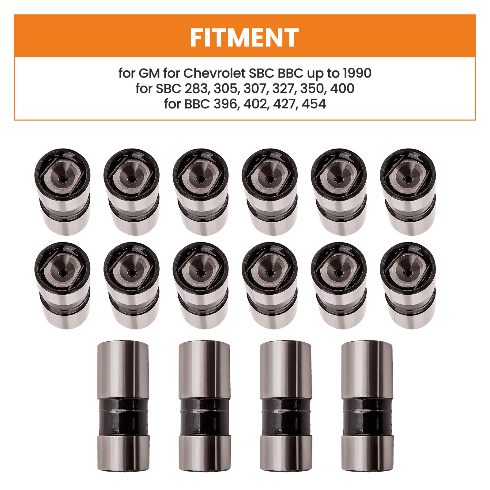 16 Hydraulic Flat Tappet Lifters for Chevrolet Small Block & Big Block 327 350