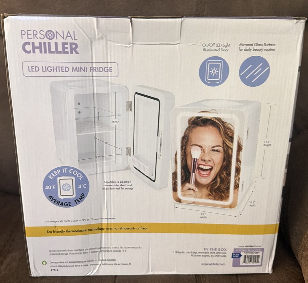 Personal Chiller Led Lighted Mini Fridge Cans