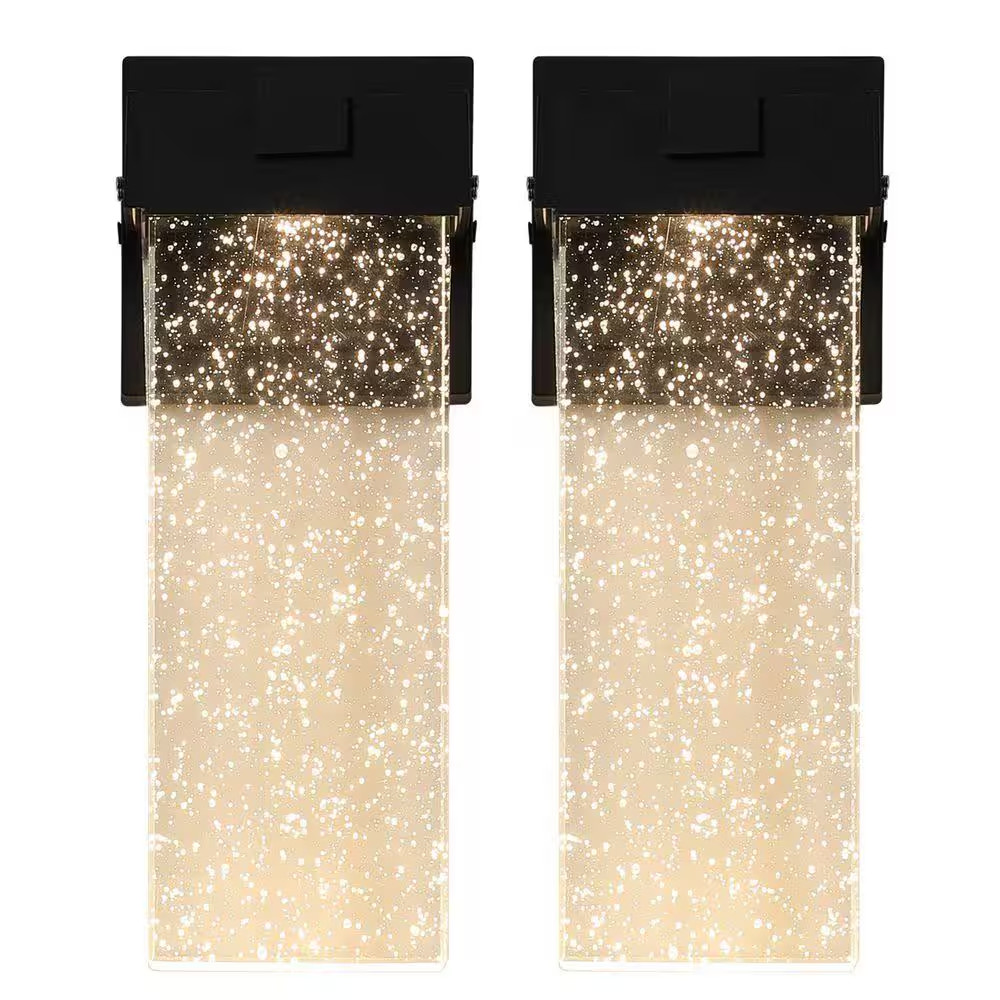 2 Pack Weatherproof Light Sensor Wall Sconce (3000K Warm White), Outdoor Bubble