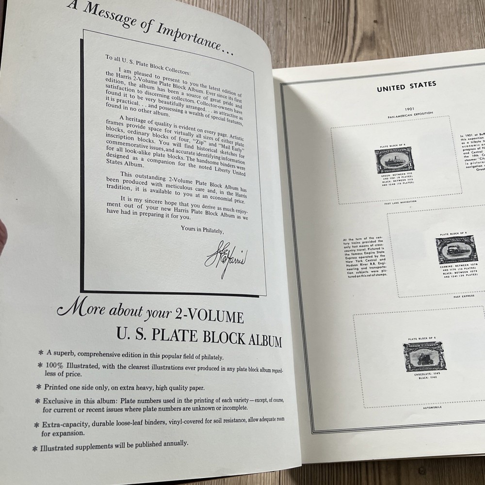 2x United States Plate Block Album Volume A & B ( No Stamps) H.E. Harris