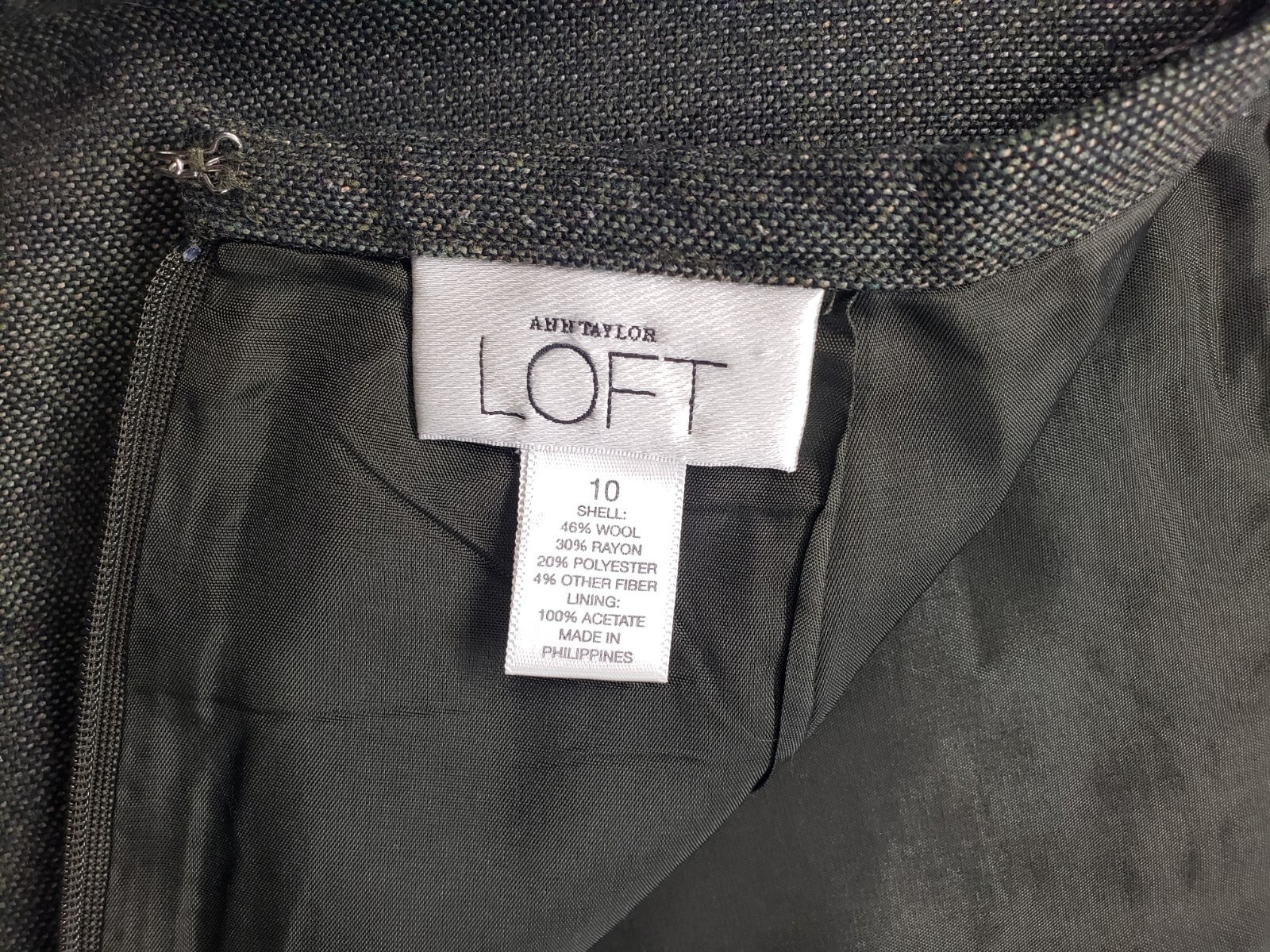 LOFT Women A Line Skirt 10 Brown Knee Length Slit Back Zip Career Formal Office