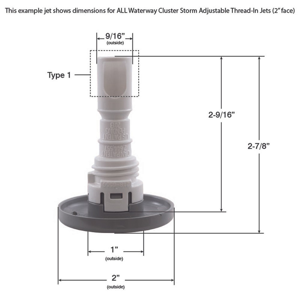 Jet Intl, WW Cluster Storm, 2"fd, Dir, Smth, SS/White, Thd