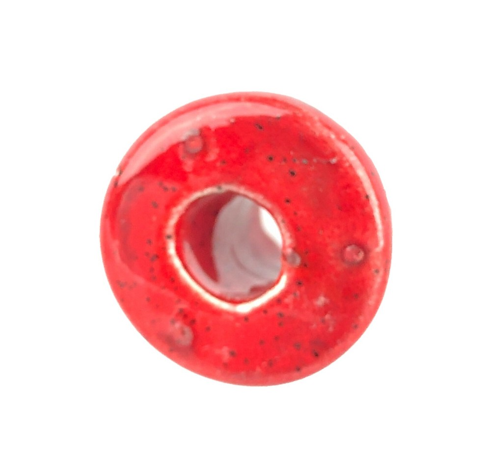 Vintage Glazed Red Ceramic Bowling Pencil Holder