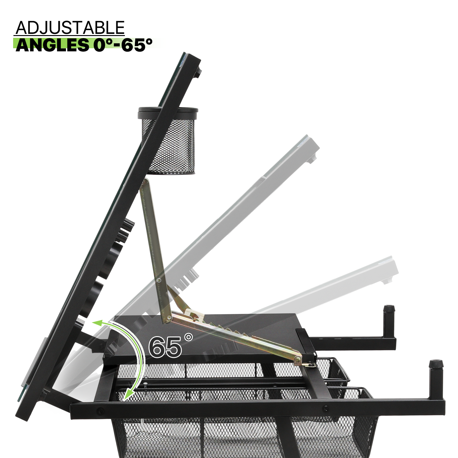 53" Drafting Table Adjustable Tempered Glass Craft Drawing Work Station w/Stool