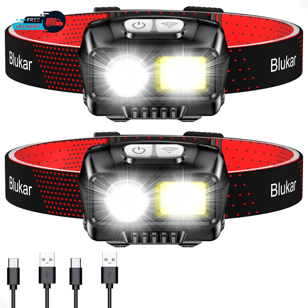 LED Headlamp Rechargeable2000L High Lumen Super Bright Dimmable Headlight
