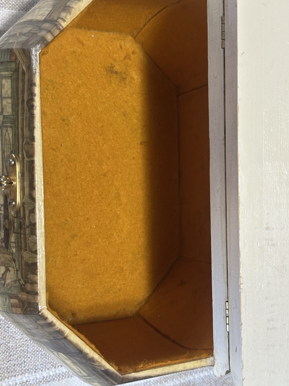 Anton Pieck Wooden Octagon Box Purse w/ Handle 9.5"×6" Vintage