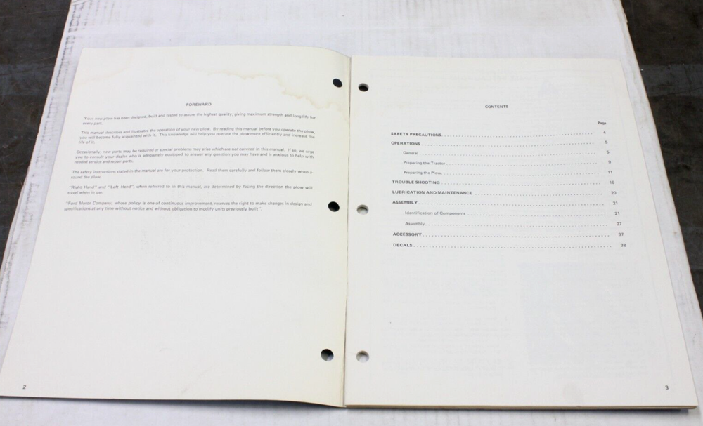 Operators Manual for Ford Series 150 Plow