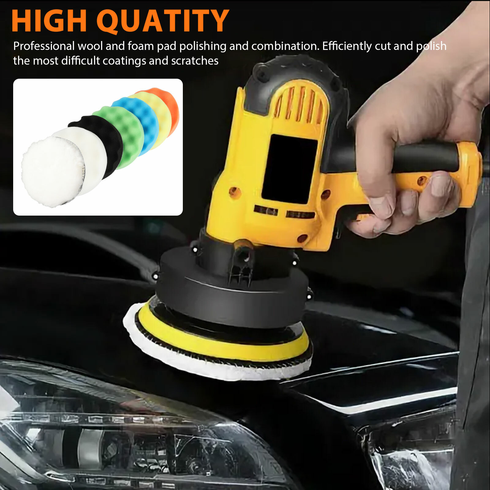 9Pcs 5 Inch Polishing Pads Sponge Waxing Foam Buffing Kit Car Polisher for Drill