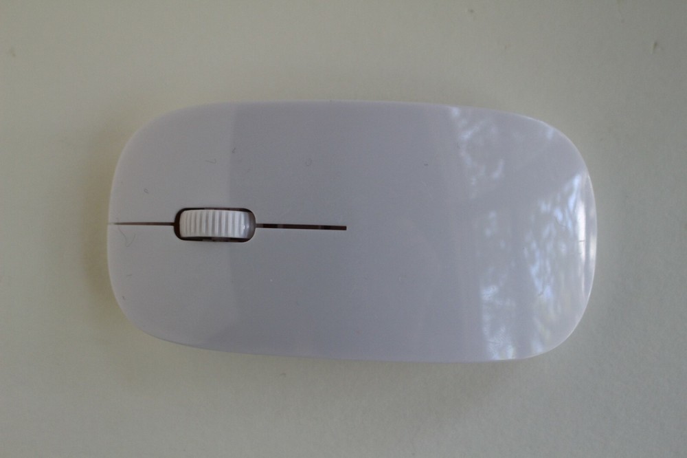 Computer Mouse Wireless Scroll Wheel White, Red LED USB Dongle for Laptop PC Mac