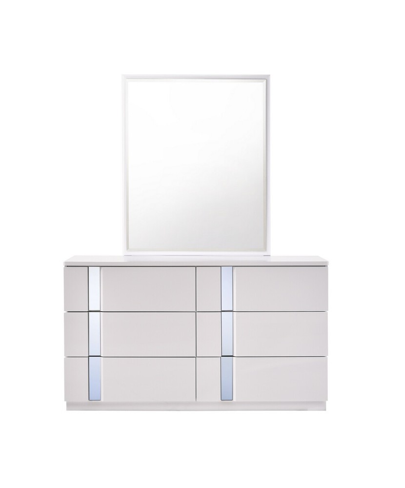 Palermo 5PC Bedroom Set White Lacquer & Chrome
