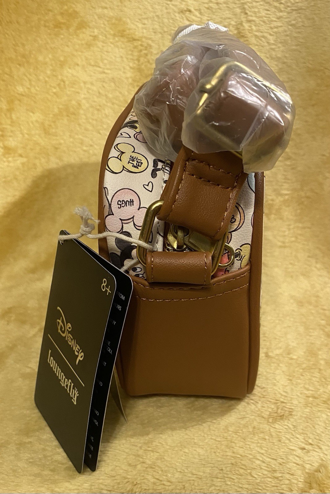 LOUNGEFLY Disney Mickey Mouse & Friends Candy Camera Zip Closure Crossbody Bag.