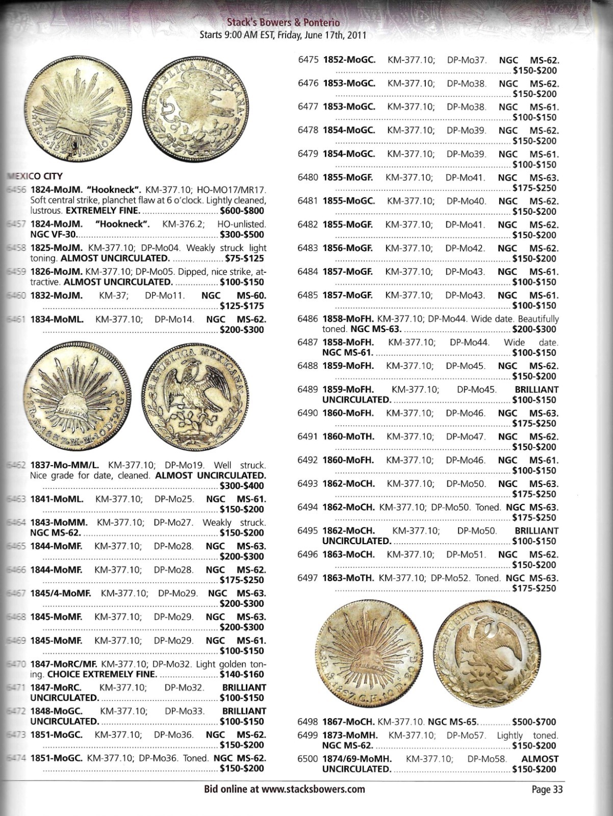 EXTENSIVE MEXICAN COINAGE IN THIS CATALOG