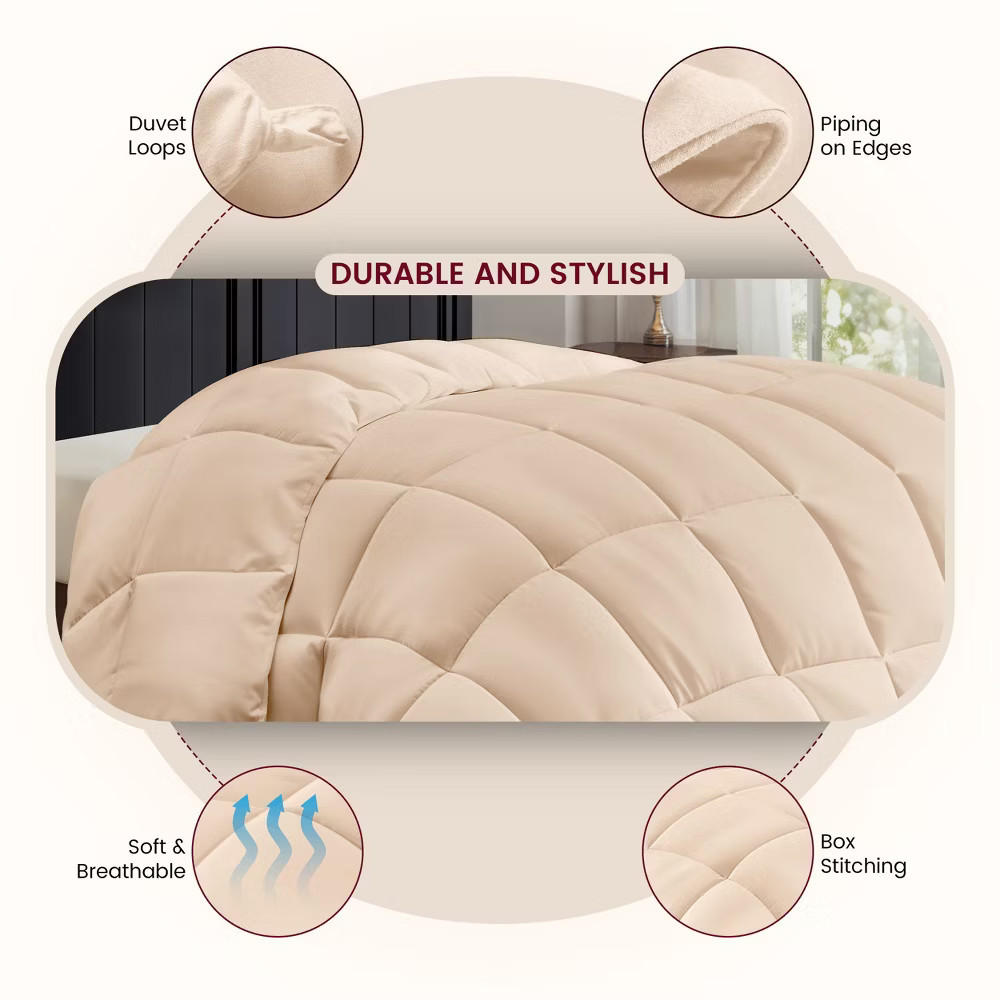 All Season Down Alternative 1PC Comforter Ultra Soft Easy Care Solid Microfiber