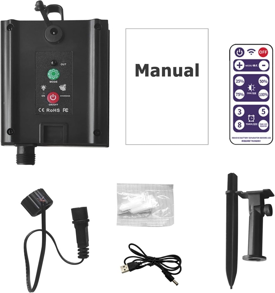 Solar Battery Box for LED String Lights, Outdoor String Lights Control Panel wit