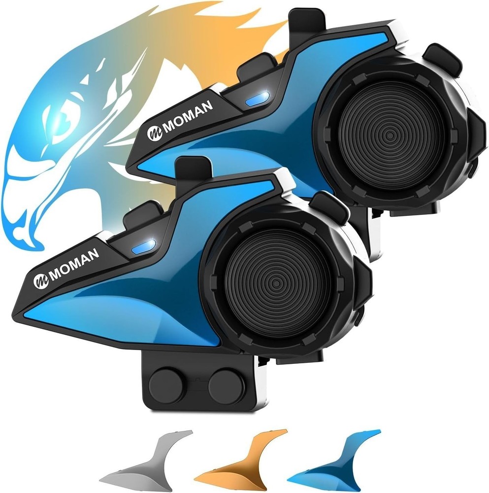 Motorcycle Intercom Headset, Moman H2E Eagle-Like Communication System with Dual