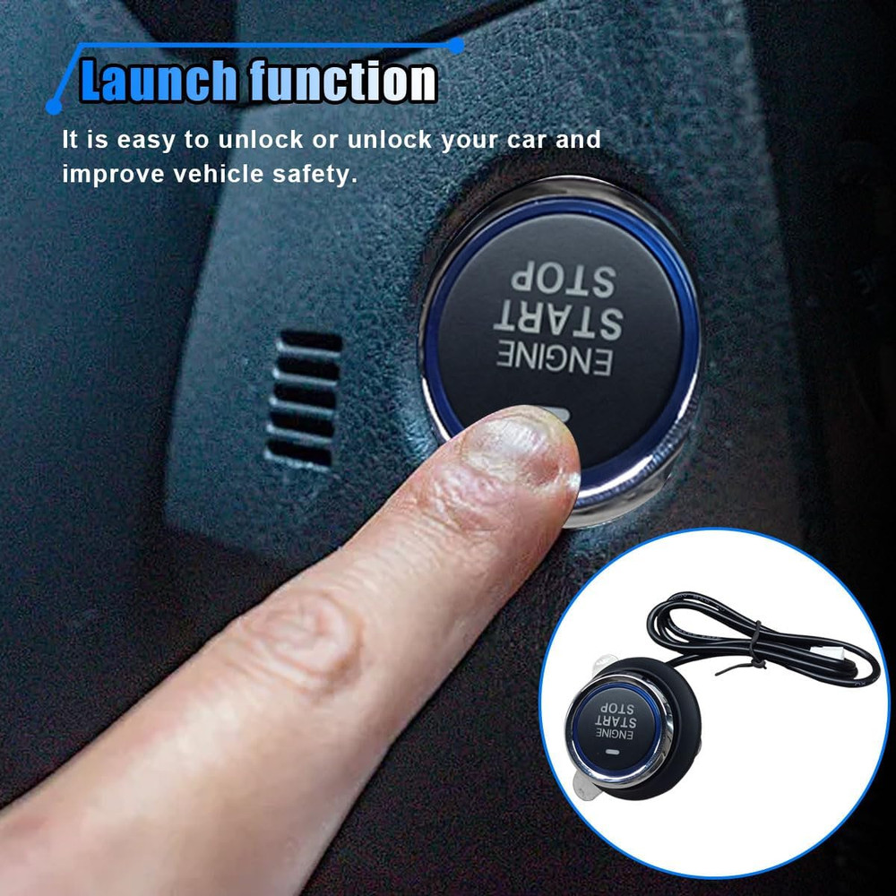 Car Push Engine Start Button Kit, Upgrade Push to Start Ignition Kit, Smart Keyl
