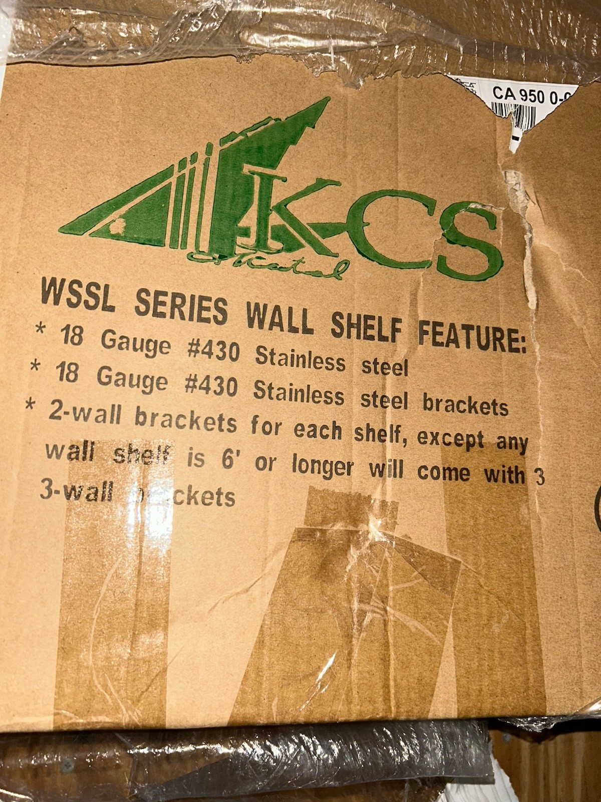 KCS WSSL1848 18 Gauge 430 Stainless Steel Wall Shelf 18” X 48” NSF W/ Backsplash