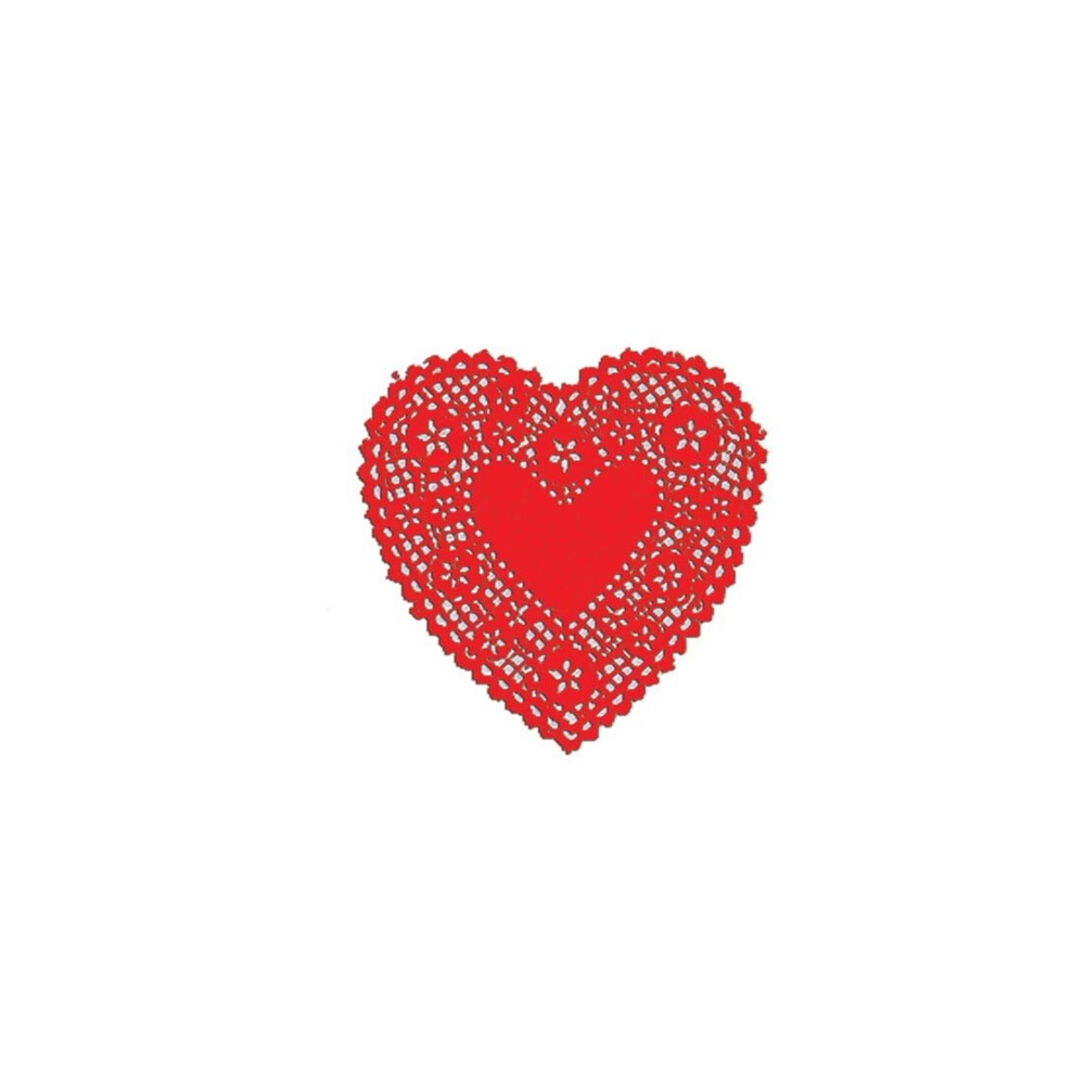 Hygloss Decorative Doilies Heart Red 4"