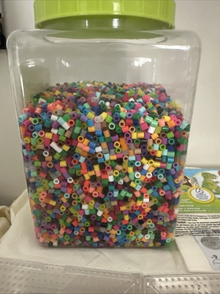 Pre-owned Perler Beads Container W/ Ironing Papers, & 2square Trays