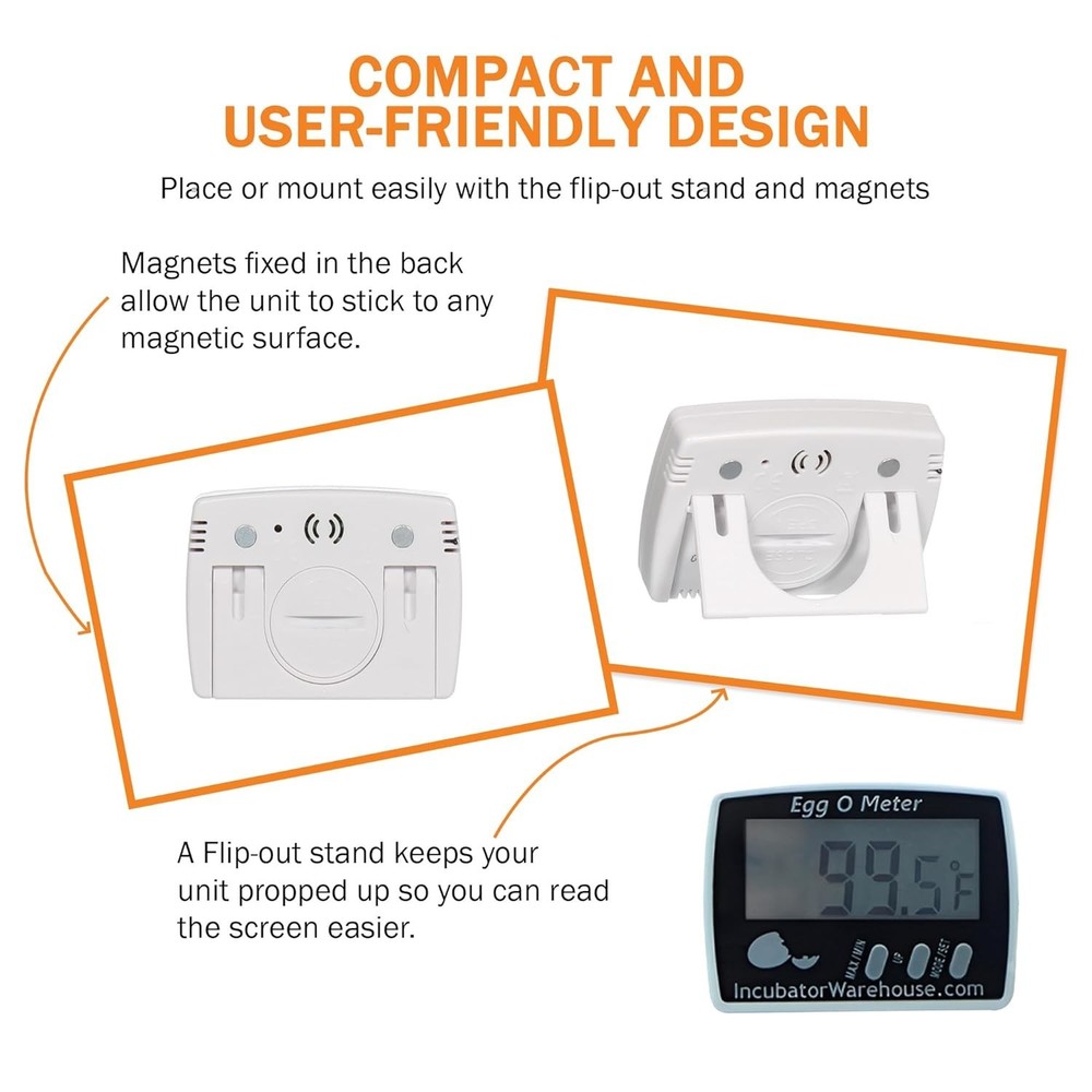 Egg-O-Meter - Large Digital Display Egg Thermometer with Min/Max Memory - Rea...