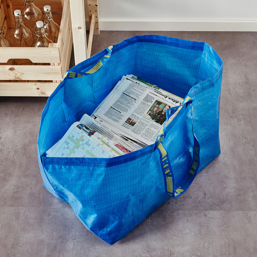 IKEA Frakta Large Size Shopping Bag Blue Sturdy Laundry Grocery Durable-19Gal