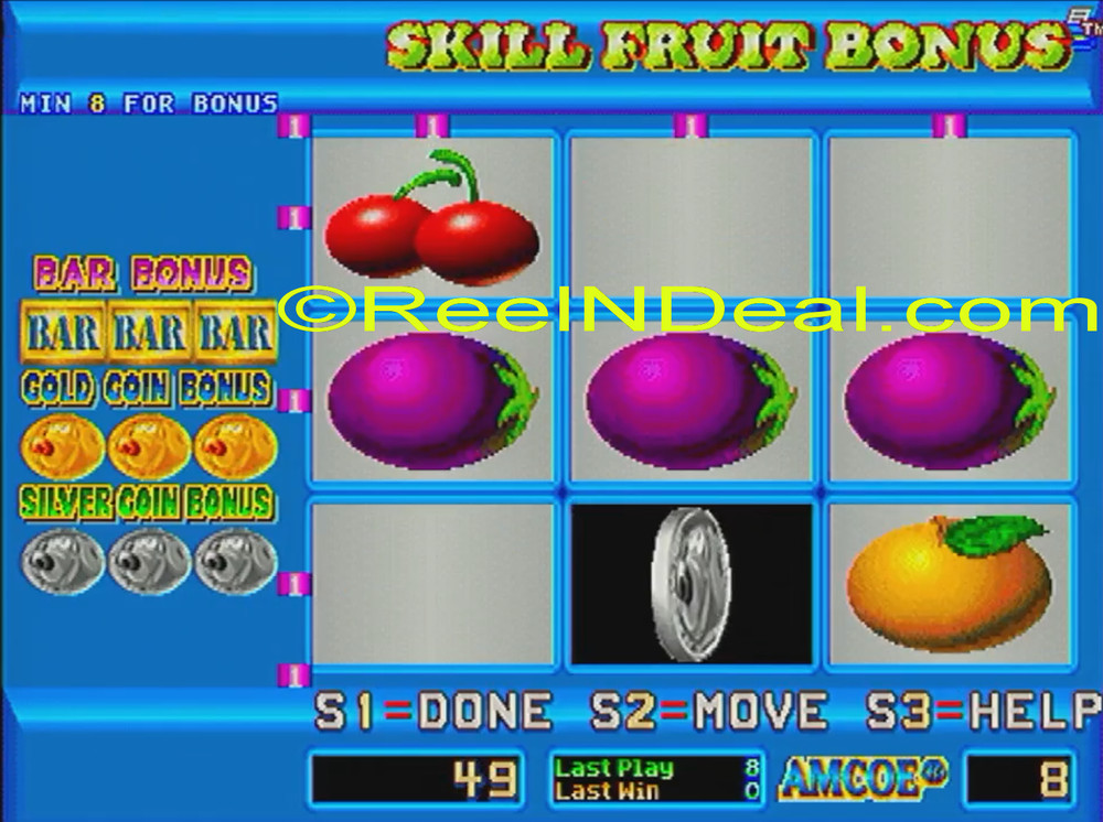 Amcoe Skill Fruit Bonus Cherry Master 8-Liner Slot Machine Skill Only Game