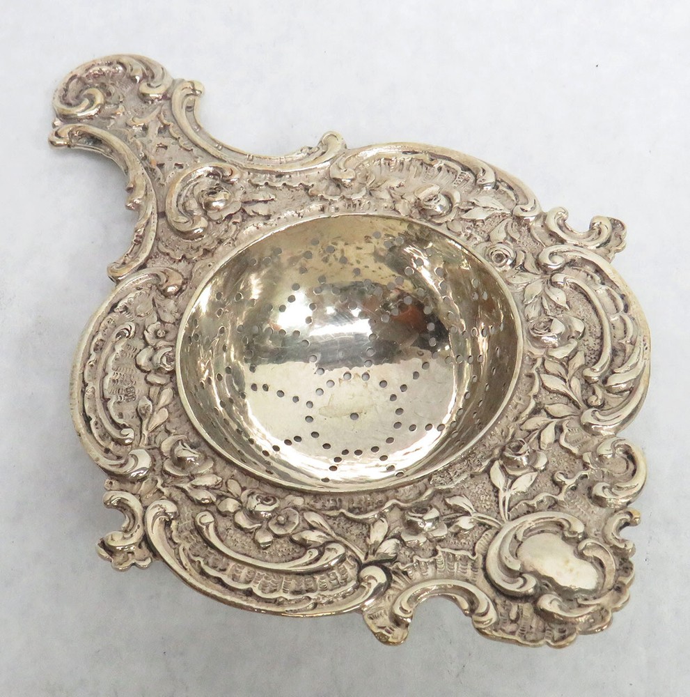 VINTAGE GERMAN .800 CONTINENTAL SILVER TEA STRAINER