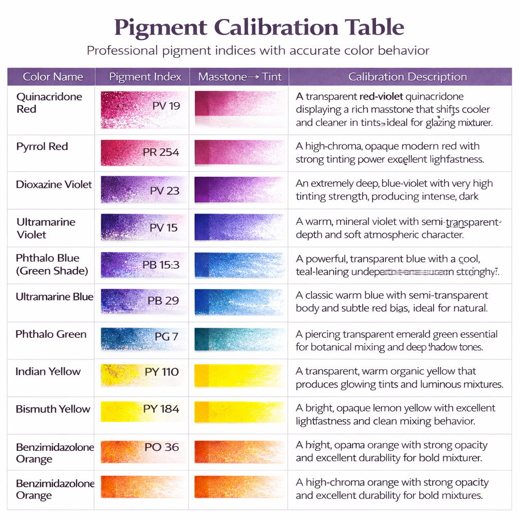 Yellow violet Sett Pigment Dry Powder set 10 x 50ml