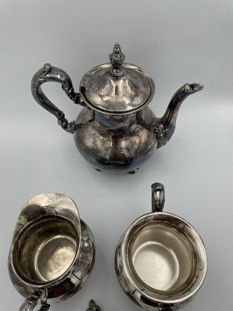 3pc Old English By Poole #5000 Silverplated Pitcher/Tea Service Creamer MCM