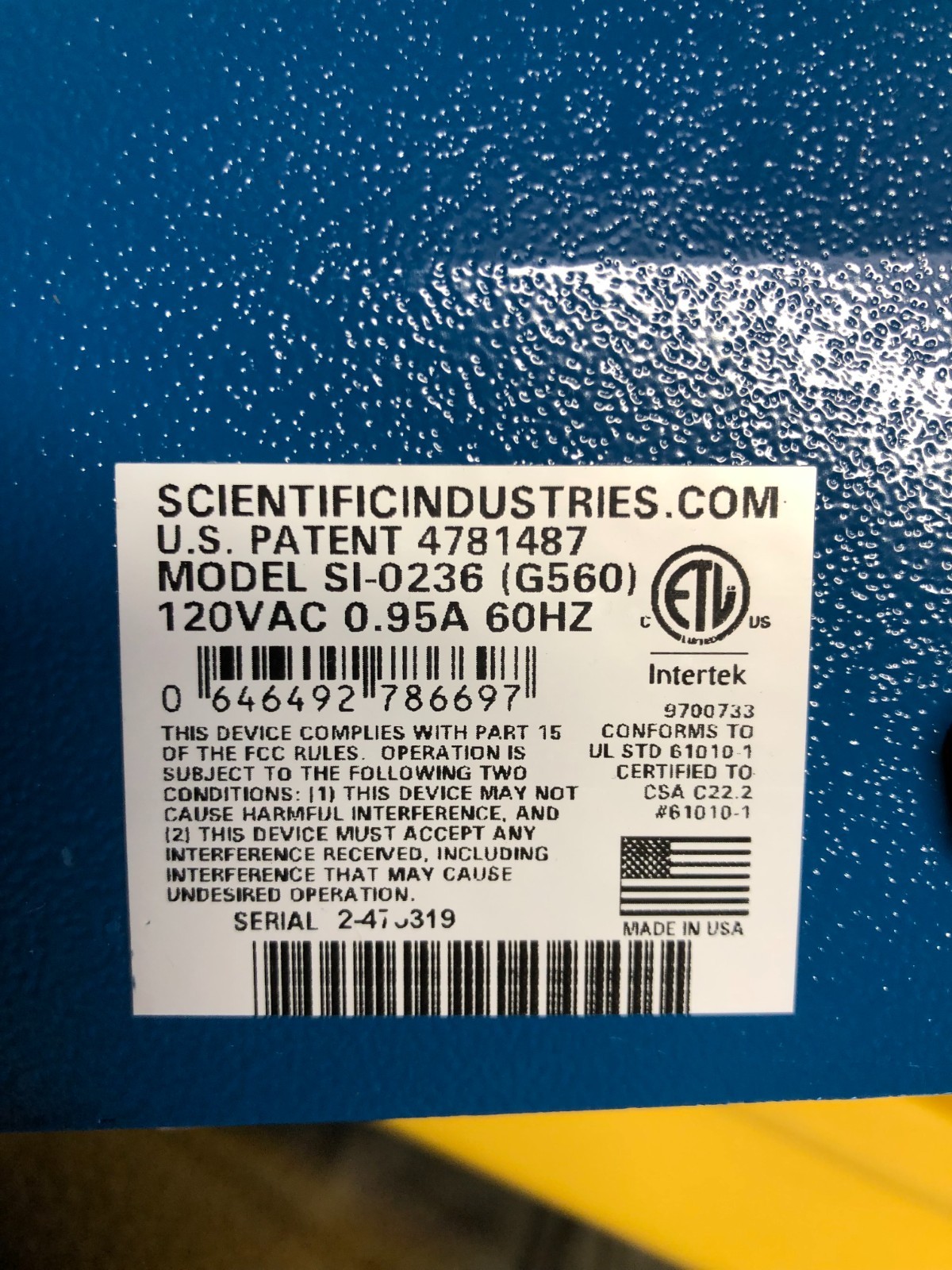 Scientific Industries Vortex-Genie 2 Vortex Mixer Si-0236 (G560)