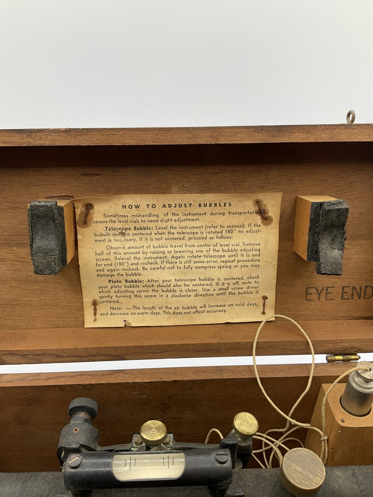 Vintage Berger Engineering Instruments Surveying Transit & Wood Box