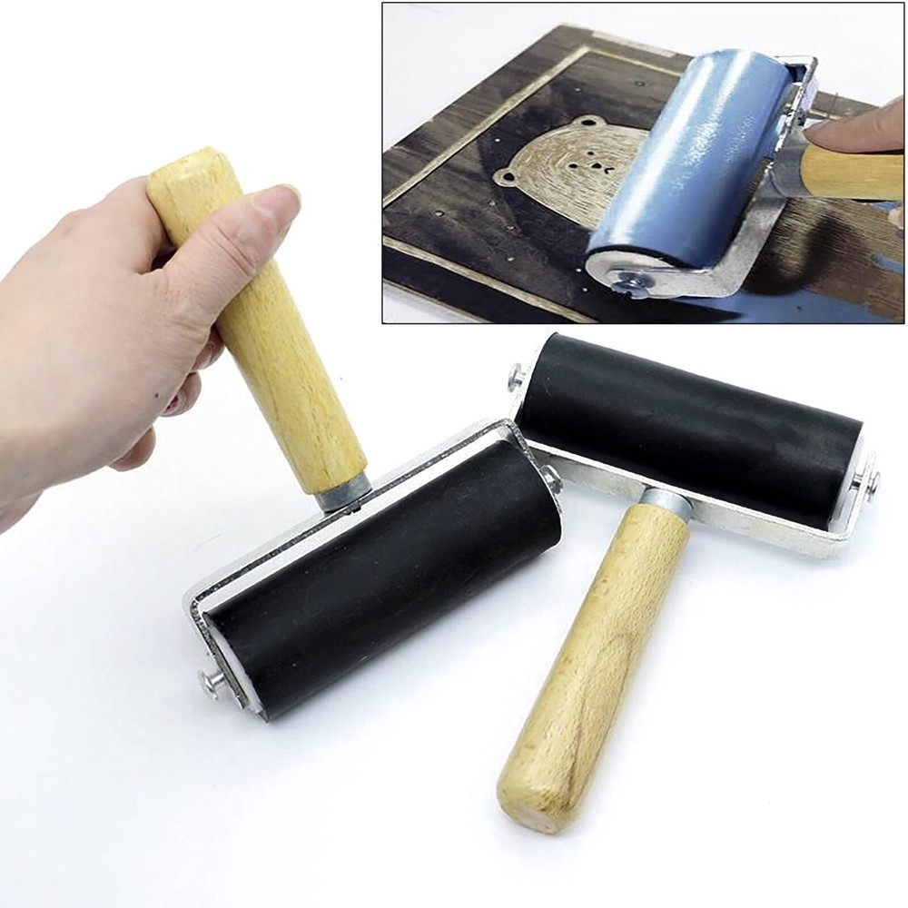 3 Pack Rubber Brayer Roller,1.4 / 2.4 / 4 Inch Hard Rubber Brayer Rollers