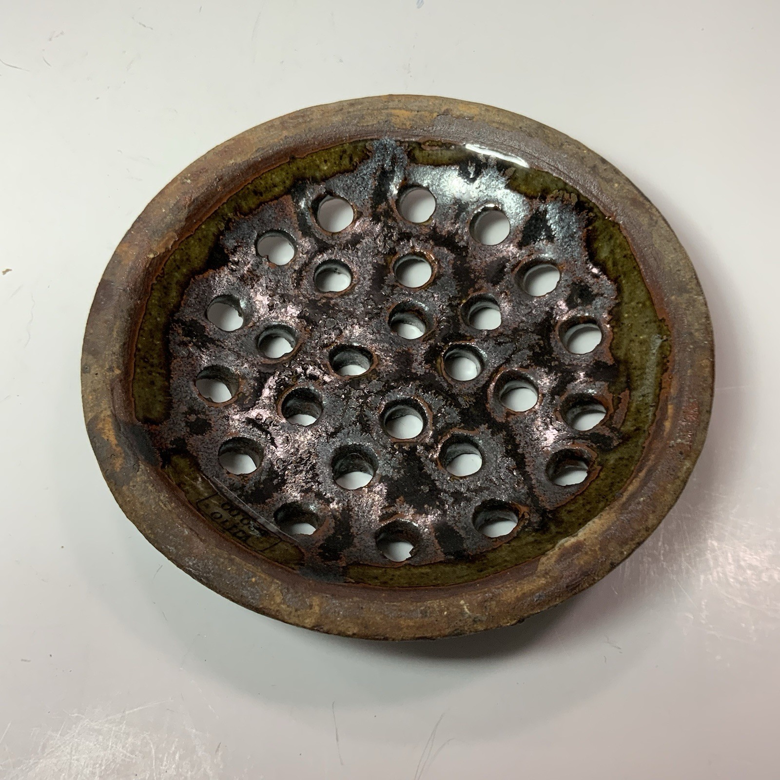 Rare Vintage Flower Frog Abuja School Earthenware ,Nigeria,Africa, 20th century