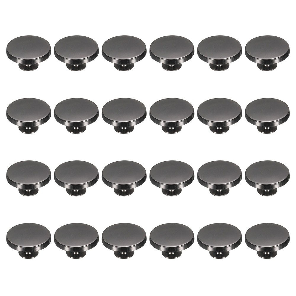 24 Pcs Flat Head Button Stud 18mm Screw Back Rivets Stud Set, Black