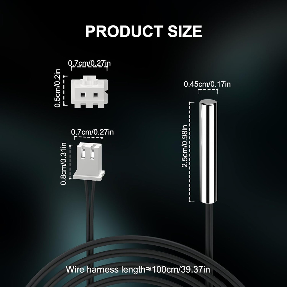 10K Temperature Sensor Probe, 5Pcs 1 Meter Waterproof Temp Sensor Probe, Stainle