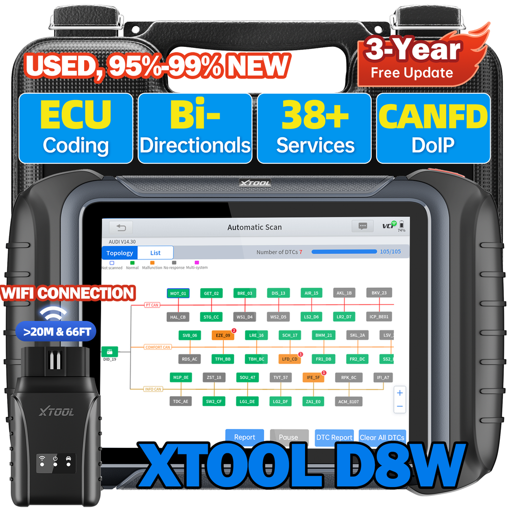 XTOOL USED D8W Wireless Auto Full System Diagnostic Scanner Topology Mapping
