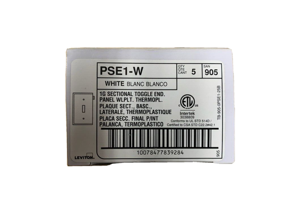 LEVITON White Sectional End Toggle Switch Cover Plates 5 pack #905-PSE1-W