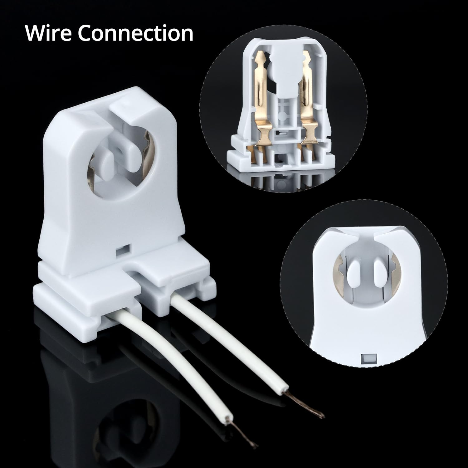 QWORK Non Shunted LED Tombstones T8 T10 T12 Lamp Holder - 100 Pack, Tube Replace
