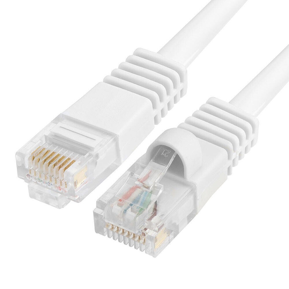 2 Pack White Cat5e Ethernet Patch Cable 100ft RJ45 Network Cord Internet Wire