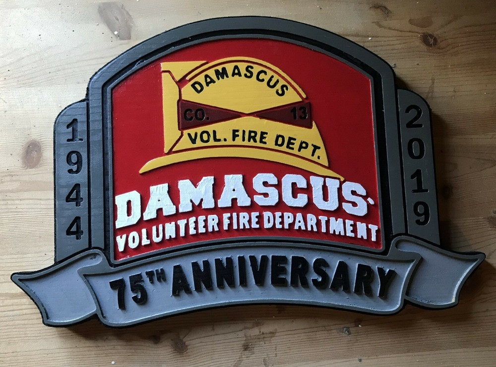 Fire Department Damascus 3D routed custom patch sign Custom