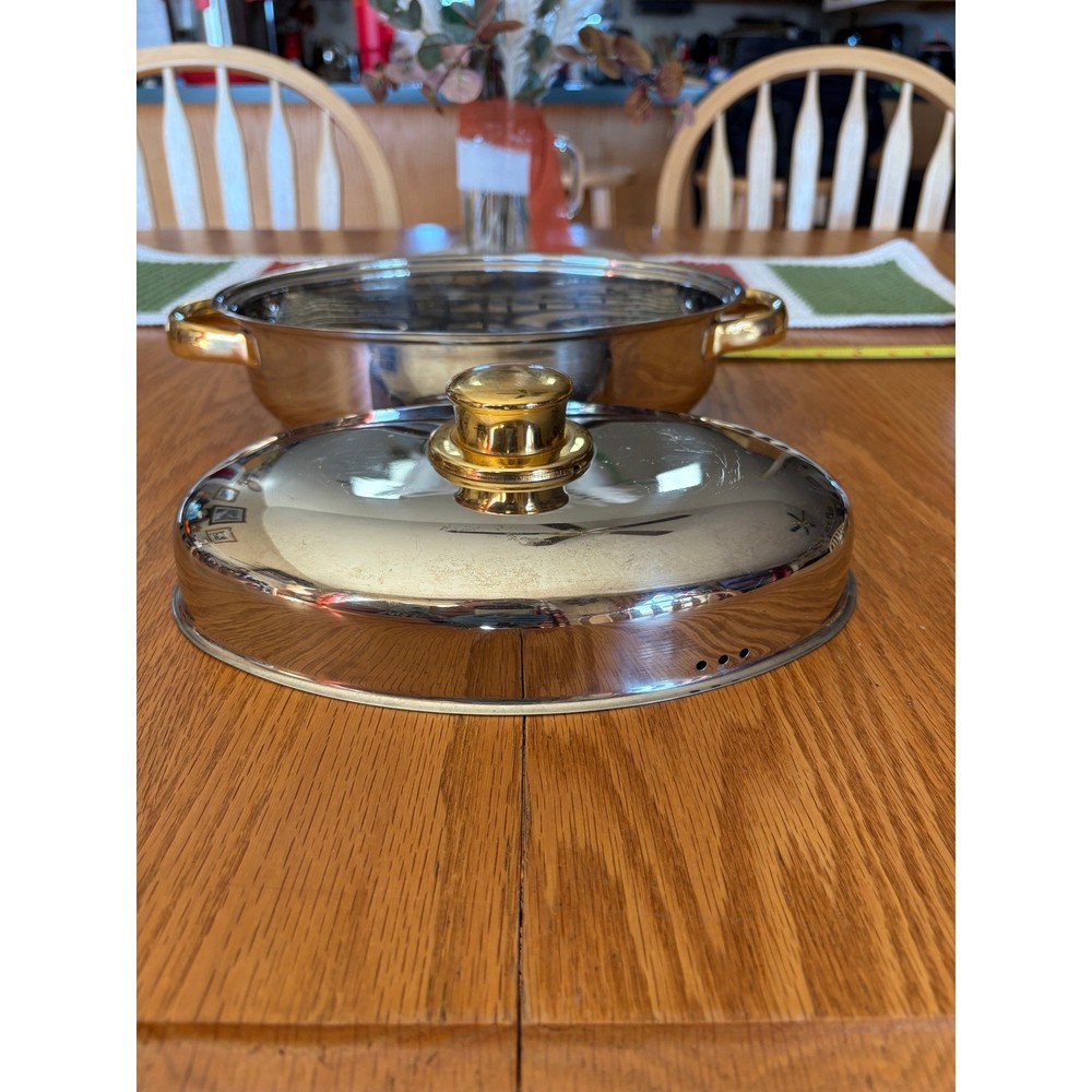 Command Performance Gold 18/10 Stainless Covered Serving Dish – 10" – Vintage