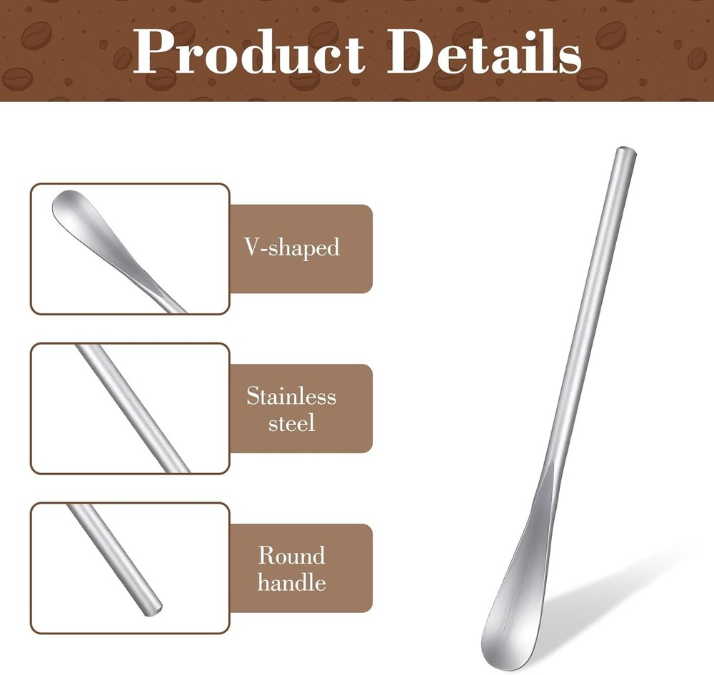 Compact 5-Piece Cocktail & Coffee Stirrers Set - Dishwasher Safe Silver Spoons